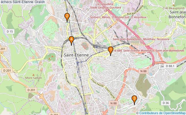 plan échecs Saint-Etienne Associations échecs Saint-Etienne : 4 associations
