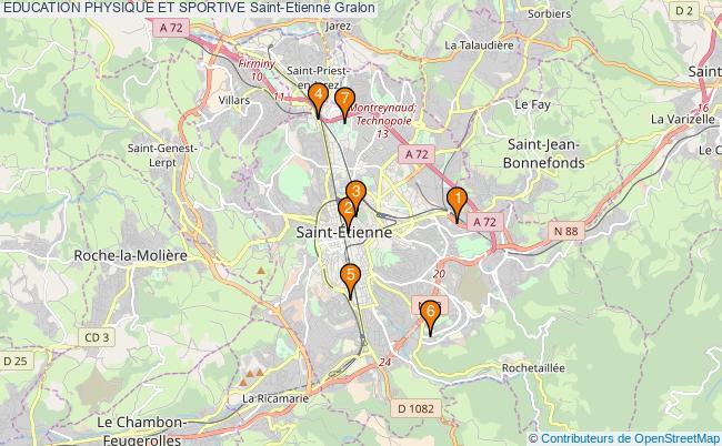 plan EDUCATION PHYSIQUE ET SPORTIVE Saint-Etienne Associations EDUCATION PHYSIQUE ET SPORTIVE Saint-Etienne : 7 associations