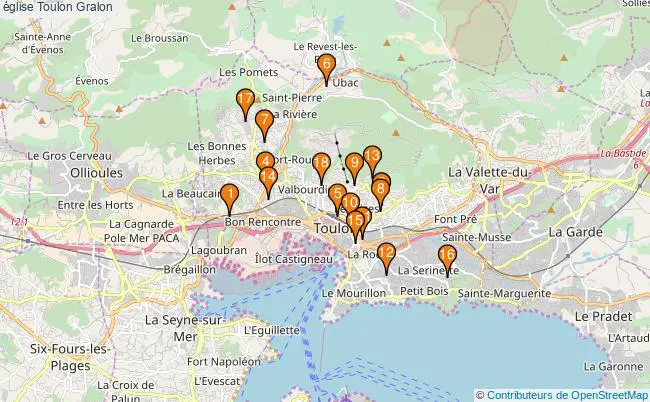plan église Toulon Associations église Toulon : 18 associations