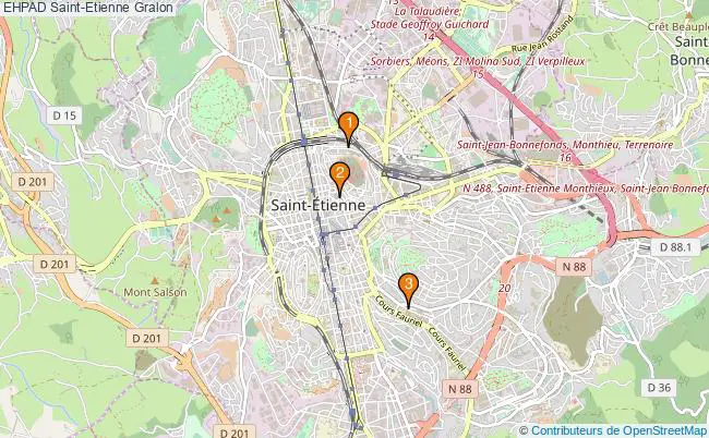 plan EHPAD Saint-Etienne Associations EHPAD Saint-Etienne : 3 associations