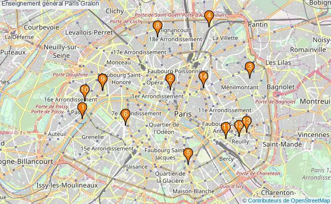 plan Enseignement général Paris Associations enseignement général Paris : 18 associations
