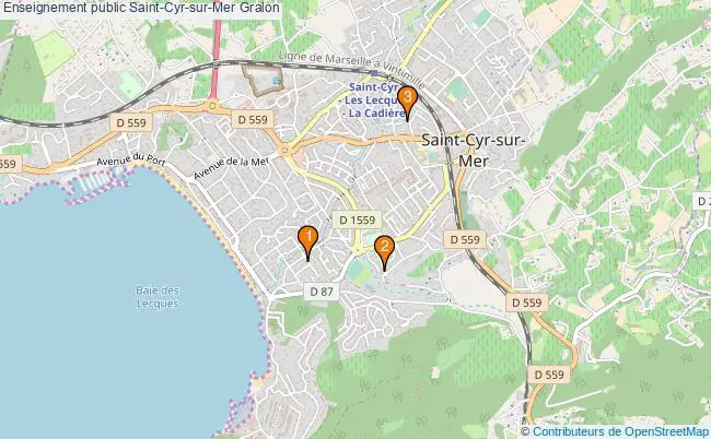 plan Enseignement public Saint-Cyr-sur-Mer Associations enseignement public Saint-Cyr-sur-Mer : 3 associations