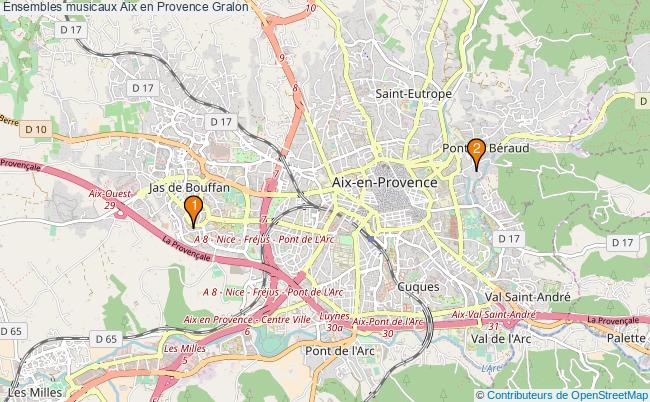 plan Ensembles musicaux Aix en Provence Associations ensembles musicaux Aix en Provence : 3 associations
