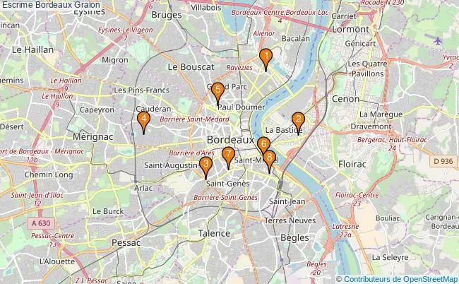 plan Escrime Bordeaux Associations escrime Bordeaux : 8 associations