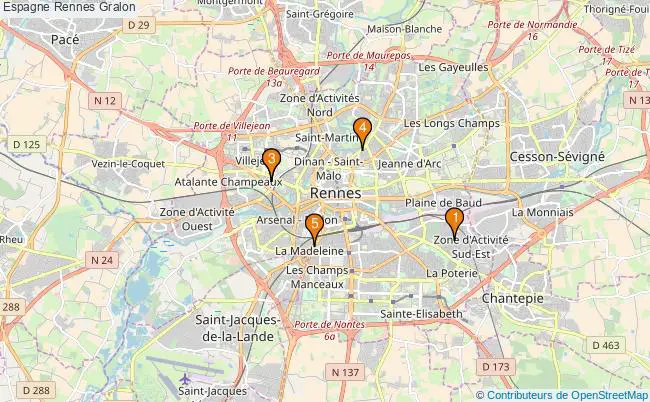 plan Espagne Rennes Associations Espagne Rennes : 6 associations