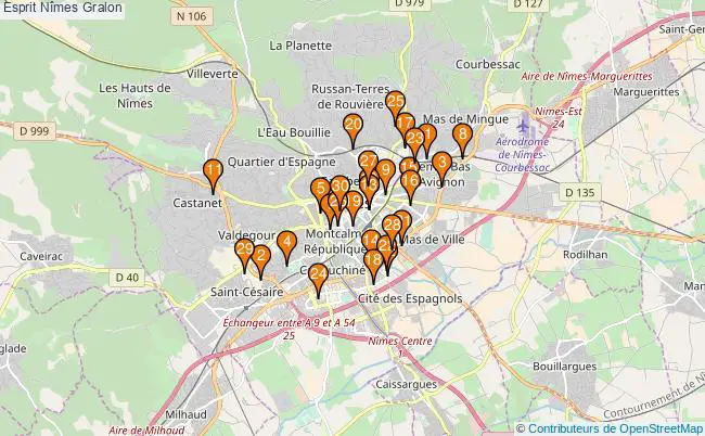 plan Esprit Nîmes Associations Esprit Nîmes : 48 associations