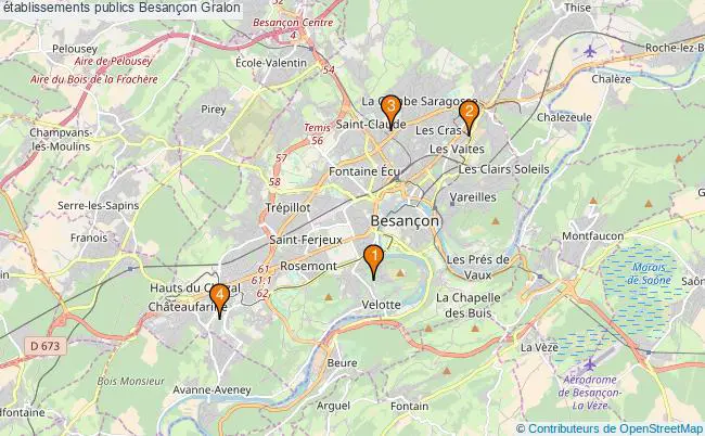 plan établissements publics Besançon Associations établissements publics Besançon : 5 associations