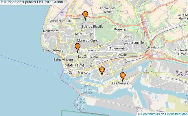 plan établissements publics Le Havre Associations établissements publics Le Havre : 4 associations