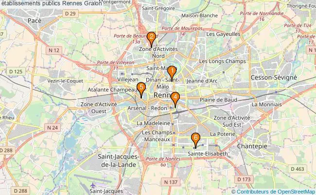 plan établissements publics Rennes Associations établissements publics Rennes : 9 associations