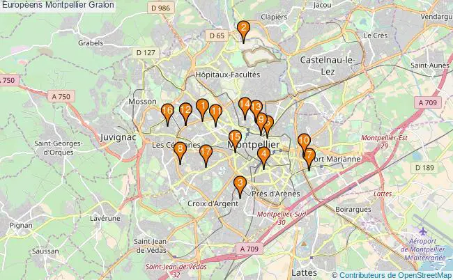 plan Européens Montpellier Associations Européens Montpellier : 22 associations