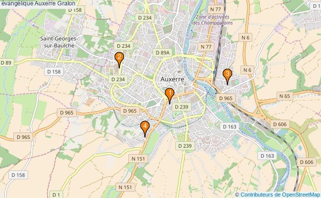 plan évangélique Auxerre Associations évangélique Auxerre : 4 associations
