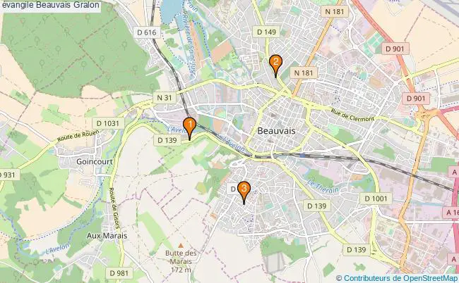 plan évangile Beauvais Associations évangile Beauvais : 6 associations