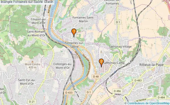 plan évangile Fontaines-sur-Saône Associations évangile Fontaines-sur-Saône : 2 associations