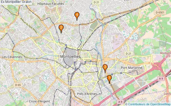 plan Ex Montpellier Associations Ex Montpellier : 6 associations