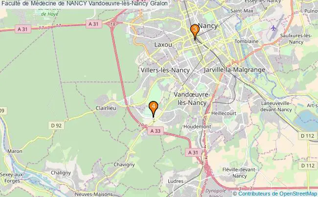plan Faculté de Médecine de NANCY Vandoeuvre-lès-Nancy Associations Faculté de Médecine de NANCY Vandoeuvre-lès-Nancy : 3 associations