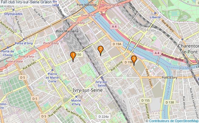 plan Fan club Ivry-sur-Seine Associations fan club Ivry-sur-Seine : 3 associations