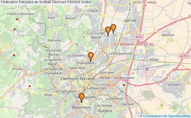 plan Fédération française de football Clermont-Ferrand Associations Fédération française de football Clermont-Ferrand : 5 associations