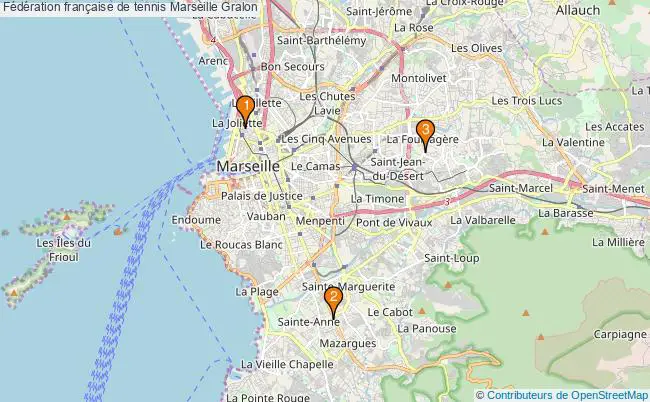 plan Fédération française de tennis Marseille Associations Fédération française de tennis Marseille : 3 associations