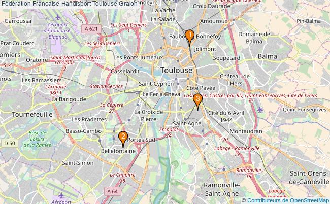 plan Fédération Française Handisport Toulouse Associations Fédération Française Handisport Toulouse : 3 associations
