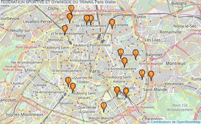 plan FEDERATION SPORTIVE ET GYMNIQUE DU TRAVAIL Paris Associations FEDERATION SPORTIVE ET GYMNIQUE DU TRAVAIL Paris : 17 associations