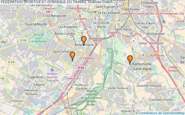 plan FEDERATION SPORTIVE ET GYMNIQUE DU TRAVAIL Toulouse Associations FEDERATION SPORTIVE ET GYMNIQUE DU TRAVAIL Toulouse : 3 associations