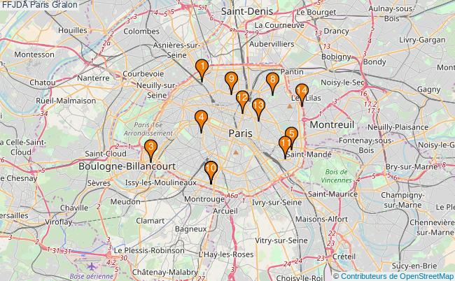 plan FFJDA Paris Associations FFJDA Paris : 15 associations