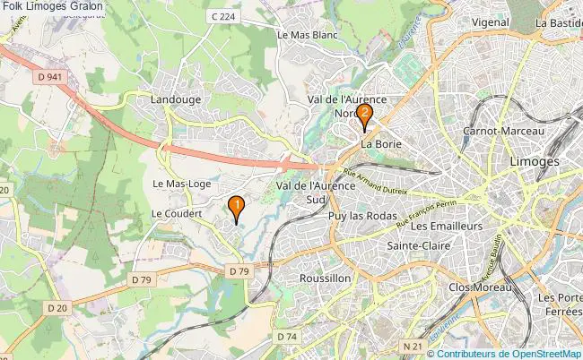 plan Folk Limoges Associations folk Limoges : 3 associations