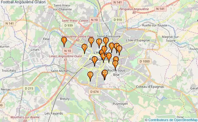 plan Football Angoulême Associations football Angoulême : 21 associations