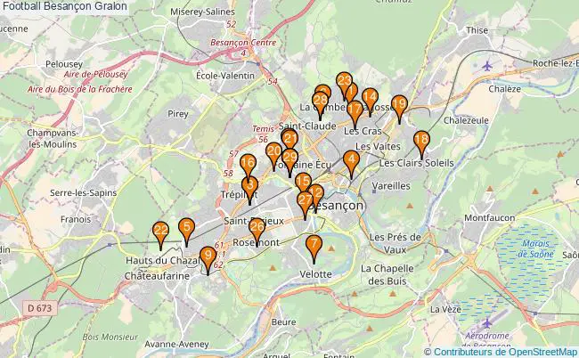 plan Football Besançon Associations football Besançon : 38 associations