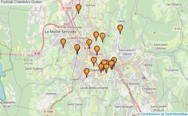 plan Football Chambéry Associations football Chambéry : 21 associations