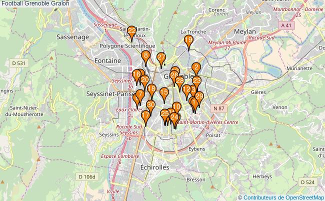 plan Football Grenoble Associations football Grenoble : 76 associations