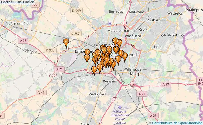 plan Football Lille Associations football Lille : 107 associations