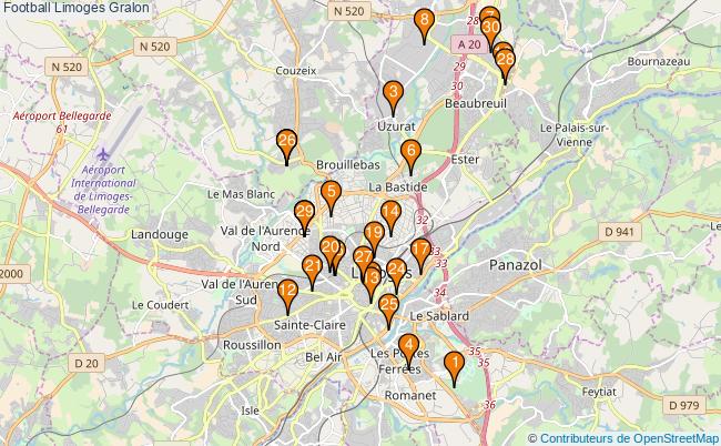 plan Football Limoges Associations football Limoges : 71 associations