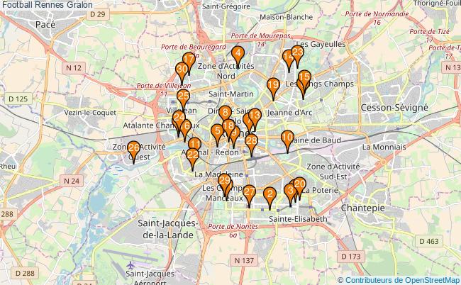 plan Football Rennes Associations football Rennes : 61 associations