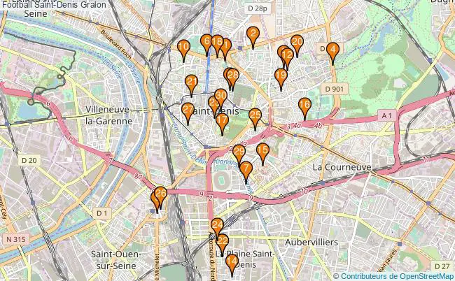 plan Football Saint-Denis Associations football Saint-Denis : 40 associations