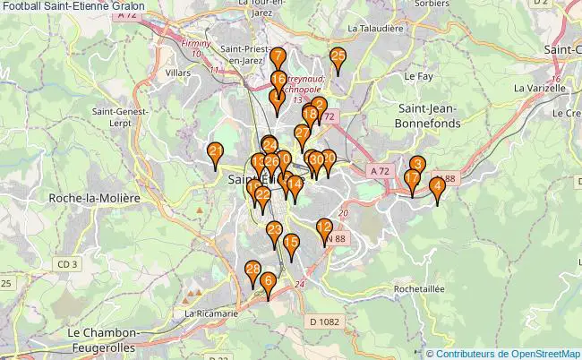 plan Football Saint-Etienne Associations football Saint-Etienne : 85 associations
