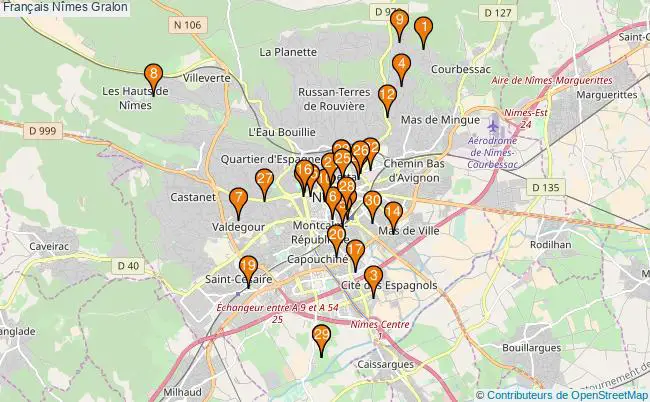 plan Français Nîmes Associations français Nîmes : 52 associations