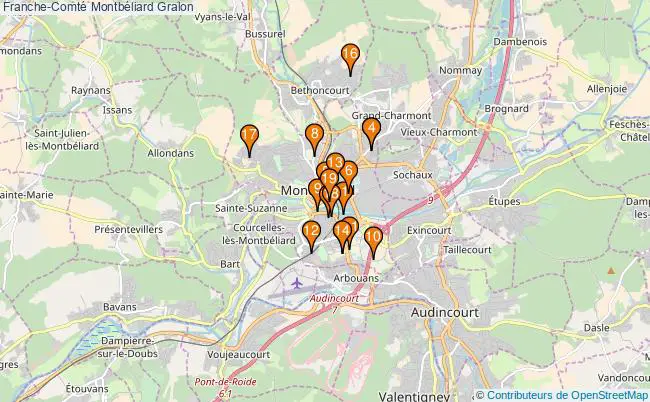 plan Franche-Comté Montbéliard Associations Franche-Comté Montbéliard : 19 associations