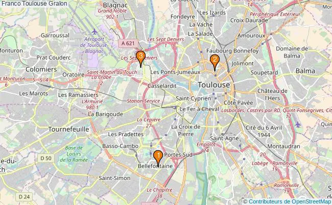 plan Franco Toulouse Associations Franco Toulouse : 3 associations