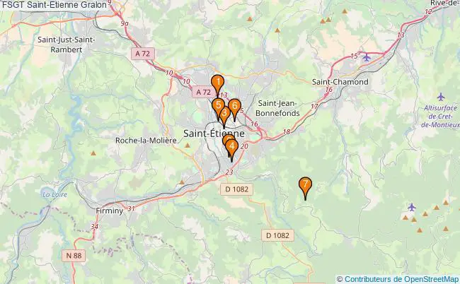 plan FSGT Saint-Etienne Associations FSGT Saint-Etienne : 9 associations