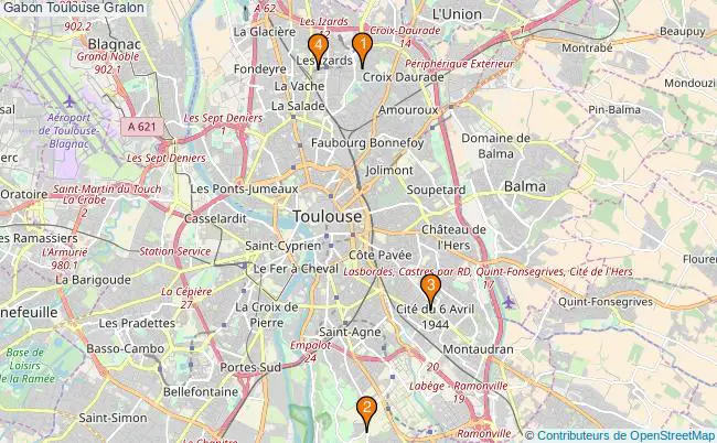 plan Gabon Toulouse Associations Gabon Toulouse : 4 associations