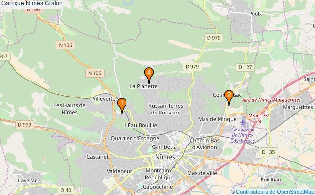 plan Garrigue Nîmes Associations garrigue Nîmes : 4 associations