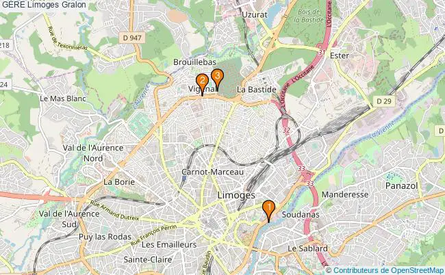 plan GÈRE Limoges Associations GÈRE Limoges : 2 associations
