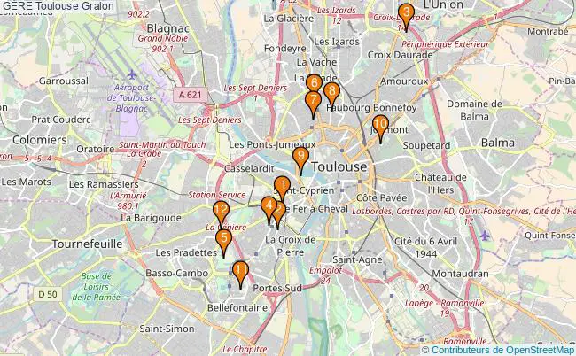 plan GÈRE Toulouse Associations GÈRE Toulouse : 14 associations