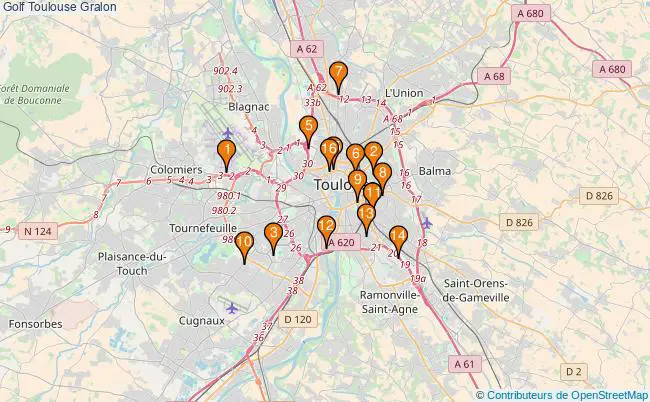 plan Golf Toulouse Associations Golf Toulouse : 19 associations