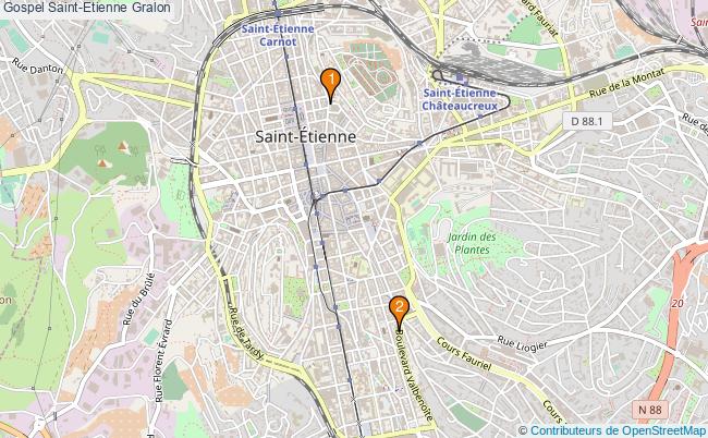 plan Gospel Saint-Etienne Associations gospel Saint-Etienne : 3 associations