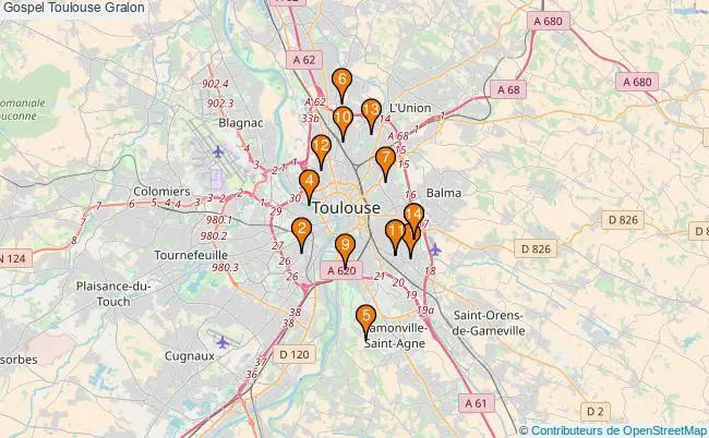 plan Gospel Toulouse Associations gospel Toulouse : 15 associations
