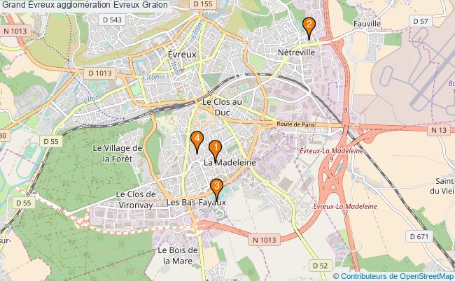 plan Grand Évreux agglomération Evreux Associations grand Évreux agglomération Evreux : 4 associations