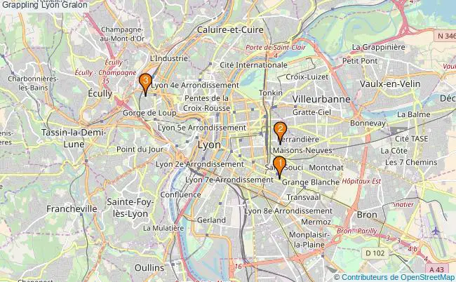 plan Grappling Lyon Associations grappling Lyon : 4 associations
