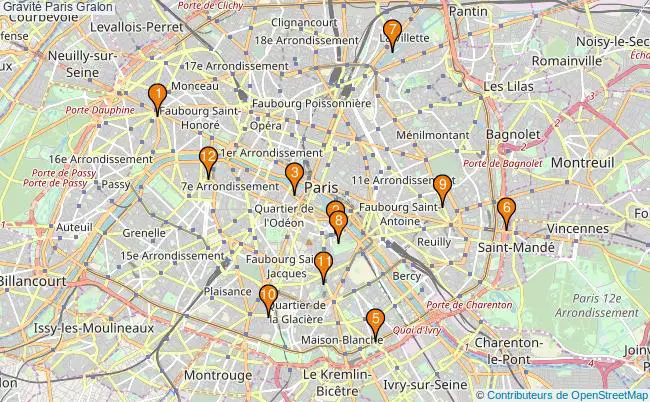 plan Gravité Paris Associations gravité Paris : 13 associations
